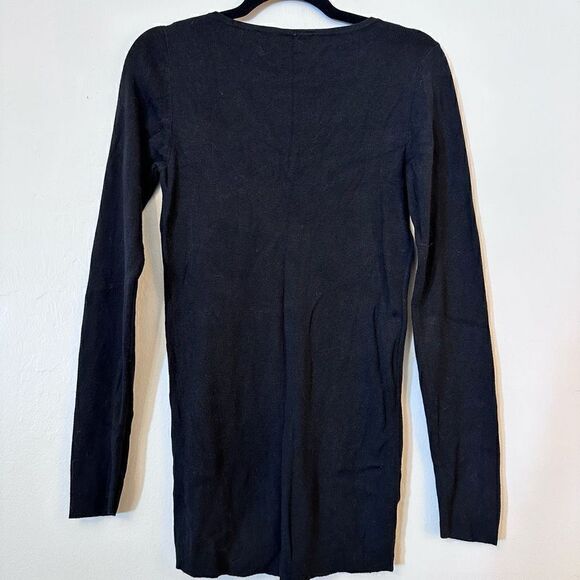 Ann Taylor V Neck Long Sleeve Cotton Rayon Blend Pullover Sweater Black Medium - Picture 2 of 4